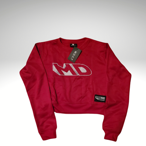 Mogul 3D Red Ladies Crop Sweater